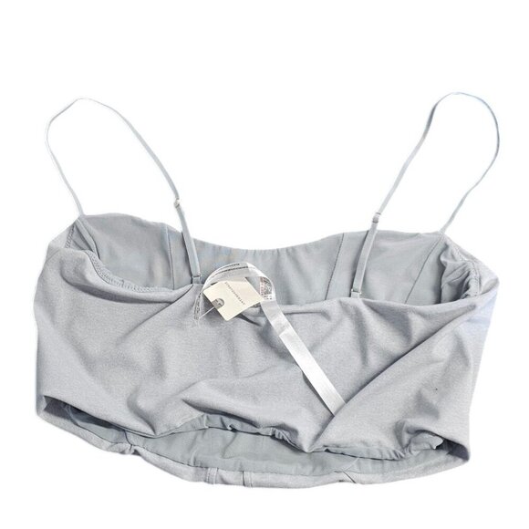 Anthropologie Knit Corset Crop Top, Stretch, Grey Heathered Size Large, NWT - Picture 7 of 8